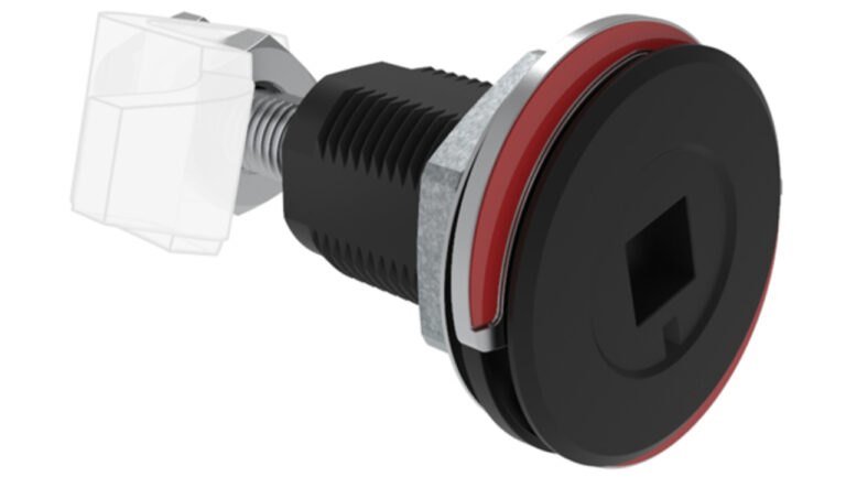 Southco : loquet à compression E3 VISE ACTION en zinc avec indicateur visuel rouge